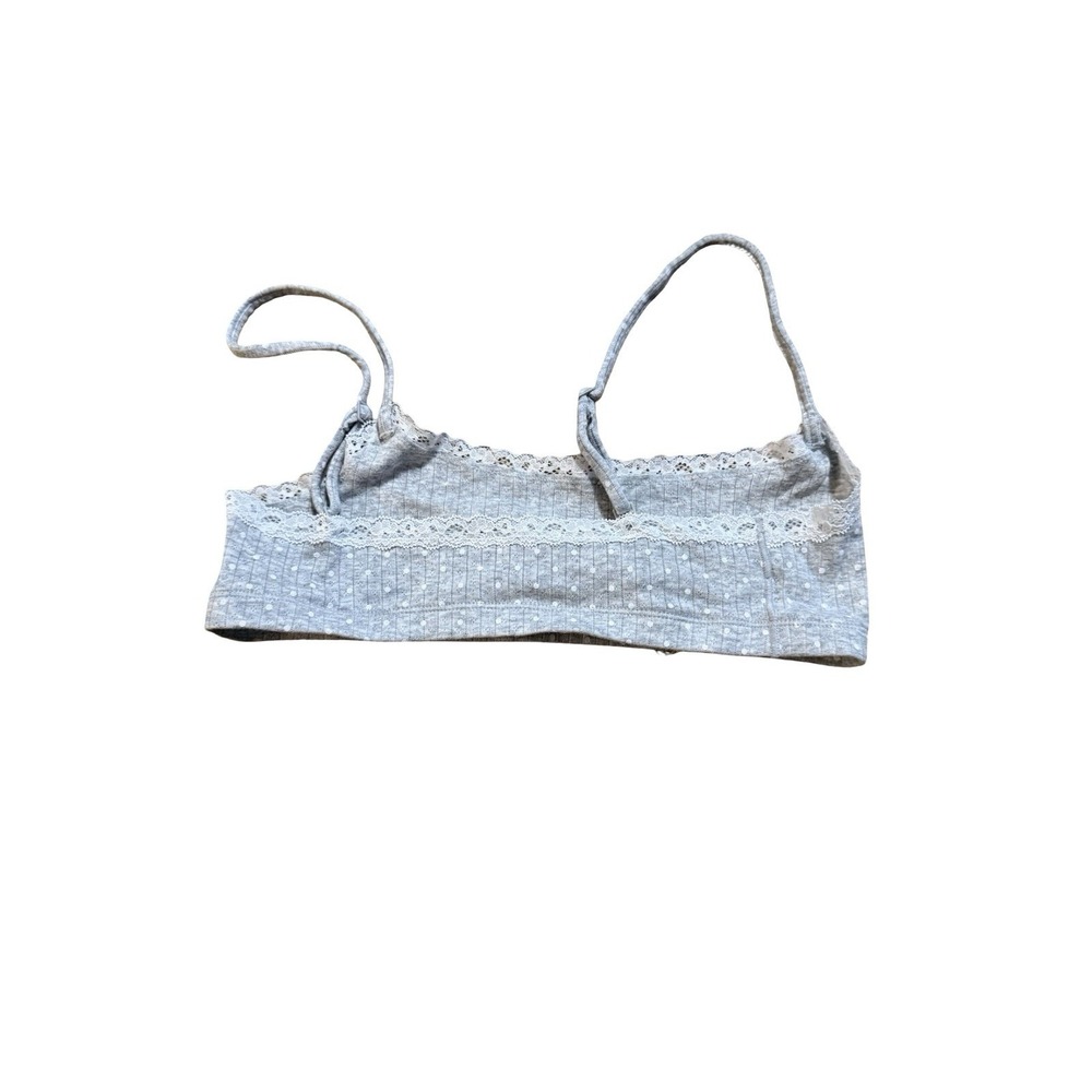 Skims Lightweight Cotton Pointelle Scoop Bralette - New - Heather Gray - Medium - Picture 4 of 5